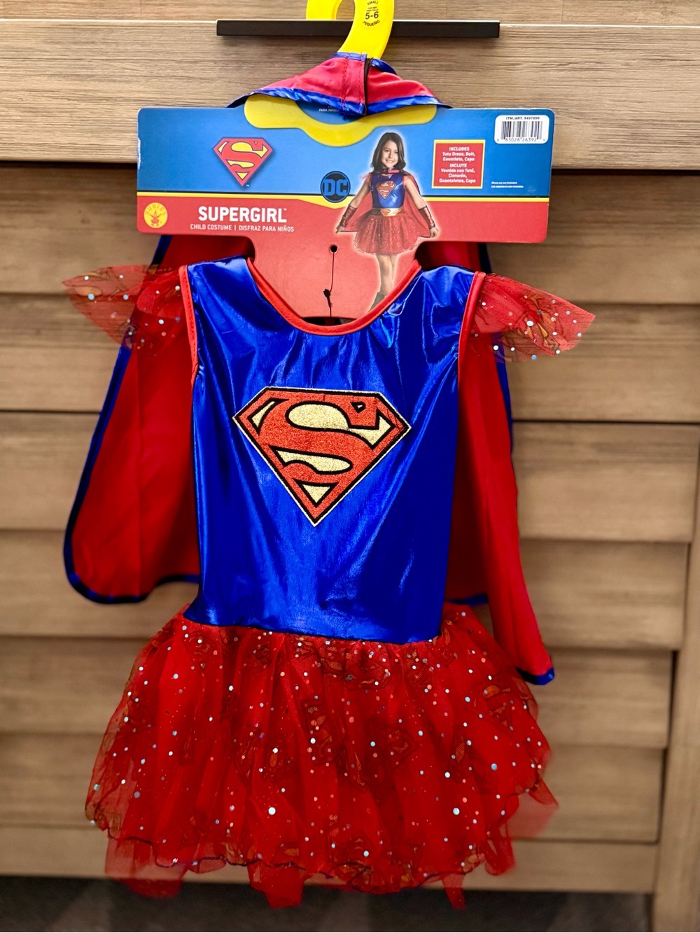 DC Supergirl Costume in Blue, Red & Gold with Cape
